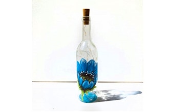 Paint Nite: Blue Flower Wine Bottle (Ages 6+)
